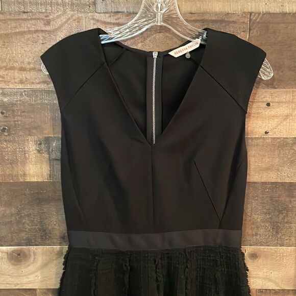 Rebecca Taylor Black Ponte Knit Tweed Fit & Flare Sleeveless Dress - Picture 8 of 9